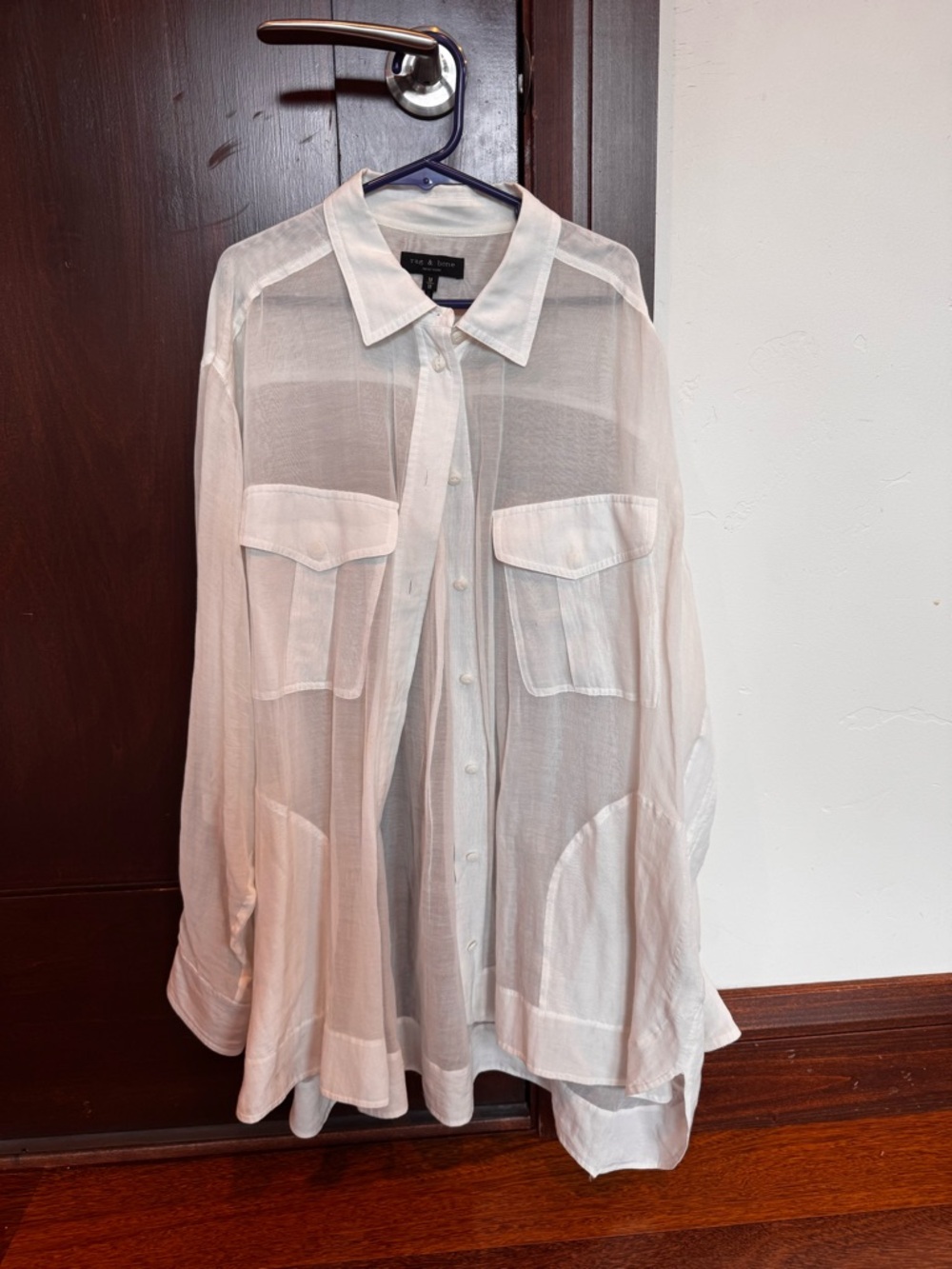 rag & bone Sheer White Button-Down Shirt